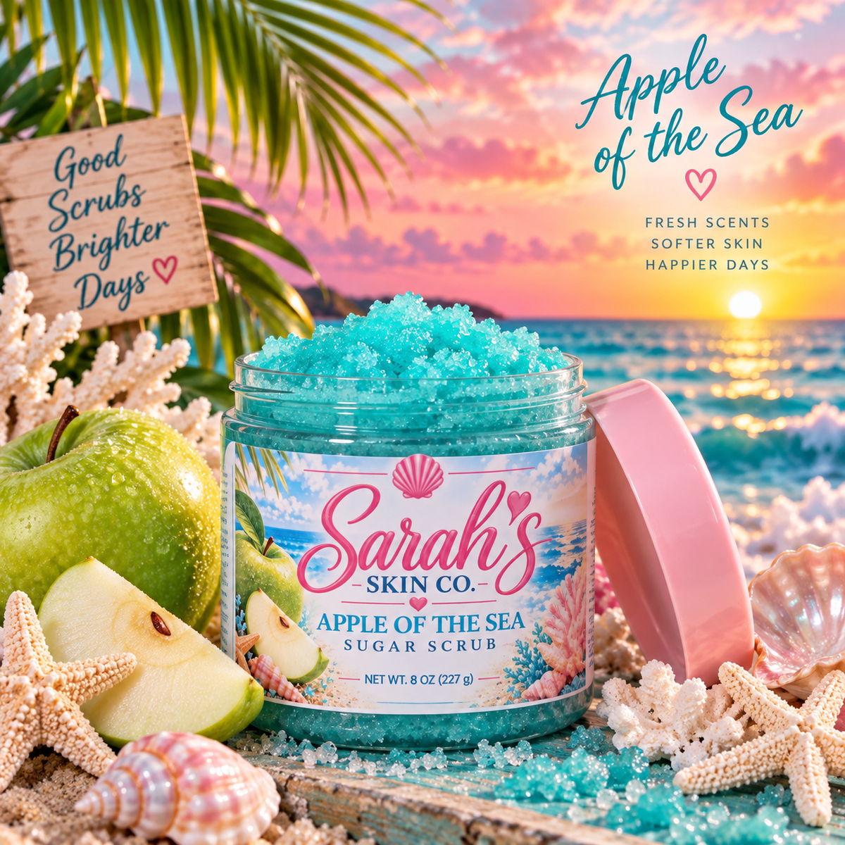 Apple of the Sea sugar scrub jar